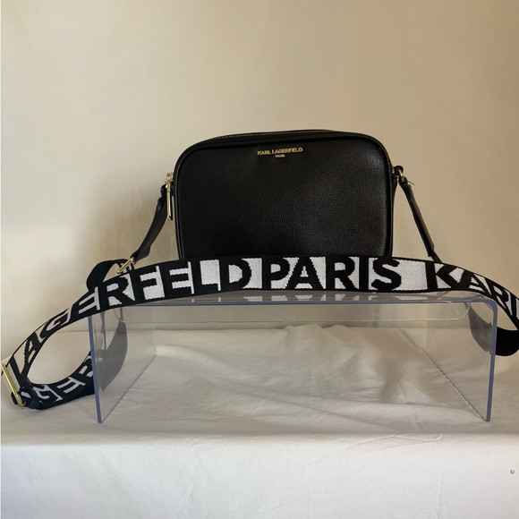Karl Lagerfeld Handbags - Karl Lagerfeld Unisex Black Crossbody with Logo Strap